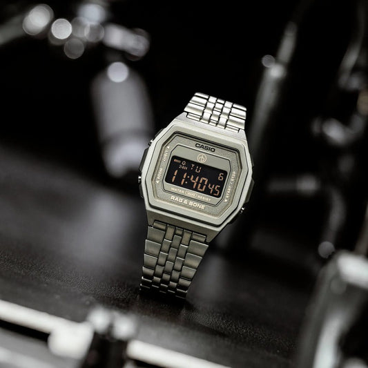 Casio Vintage Rag & Bone Illuminator Stainless Steel Gray Chain Watch A1000RCG-8BER