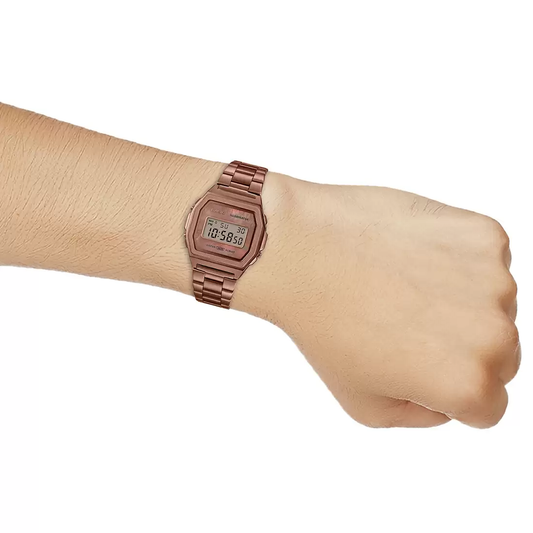 Casio Vintage Illuminator Stainless Steel Rose Gold Chain Watch A1000RG-5EF