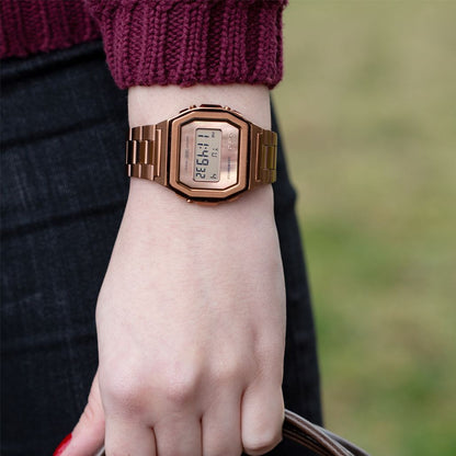 Casio Vintage Illuminator Stainless Steel Rose Gold Chain Watch A1000RG-5EF
