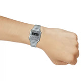 Casio Vintage Digital Silver Chain Watch A100WE-7BDF