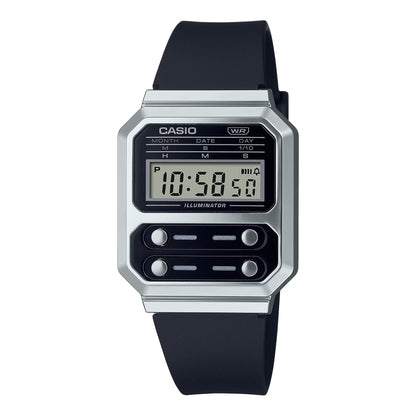 Casio Vintage Digital Silver Resin Belt Watch A100WEF-1ADF