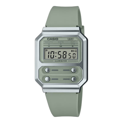 Casio Vintage Digital Silver Resin Belt Watch A100WEF-3ADF
