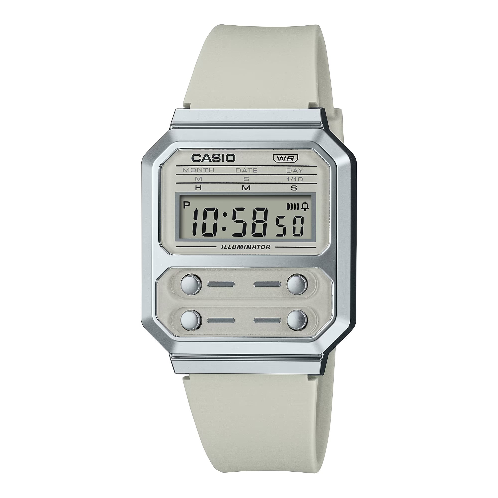 Casio Vintage Digital Silver Resin Belt Watch A100WEF-8ADF