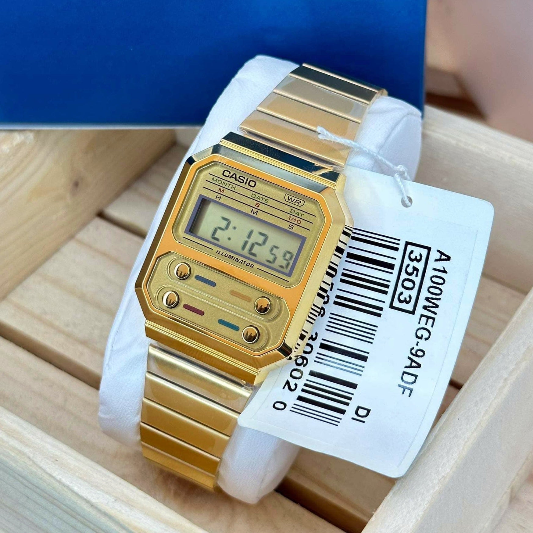 Casio Vintage Digital Golden Chain Watch A100WEG-9ADF
