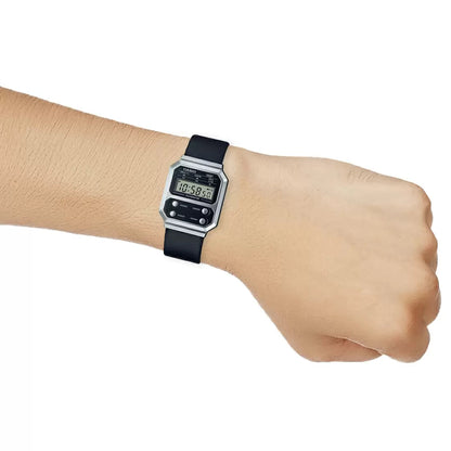 Casio Vintage Digital Silver Leather Belt Watch A100WEL-1ADF