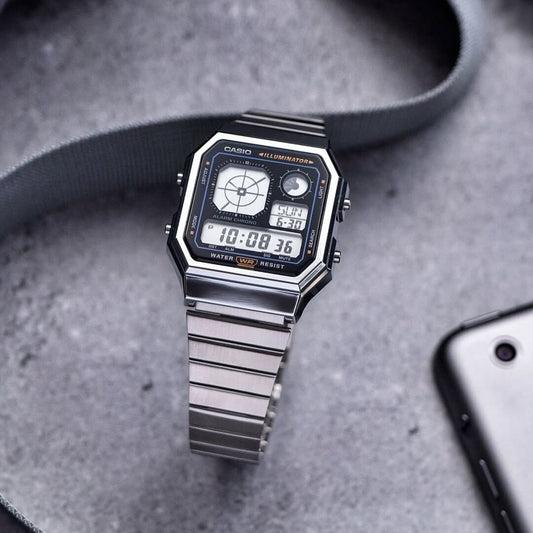 Casio Vintage World Time Digital Chain Watch A130WE-1ADF