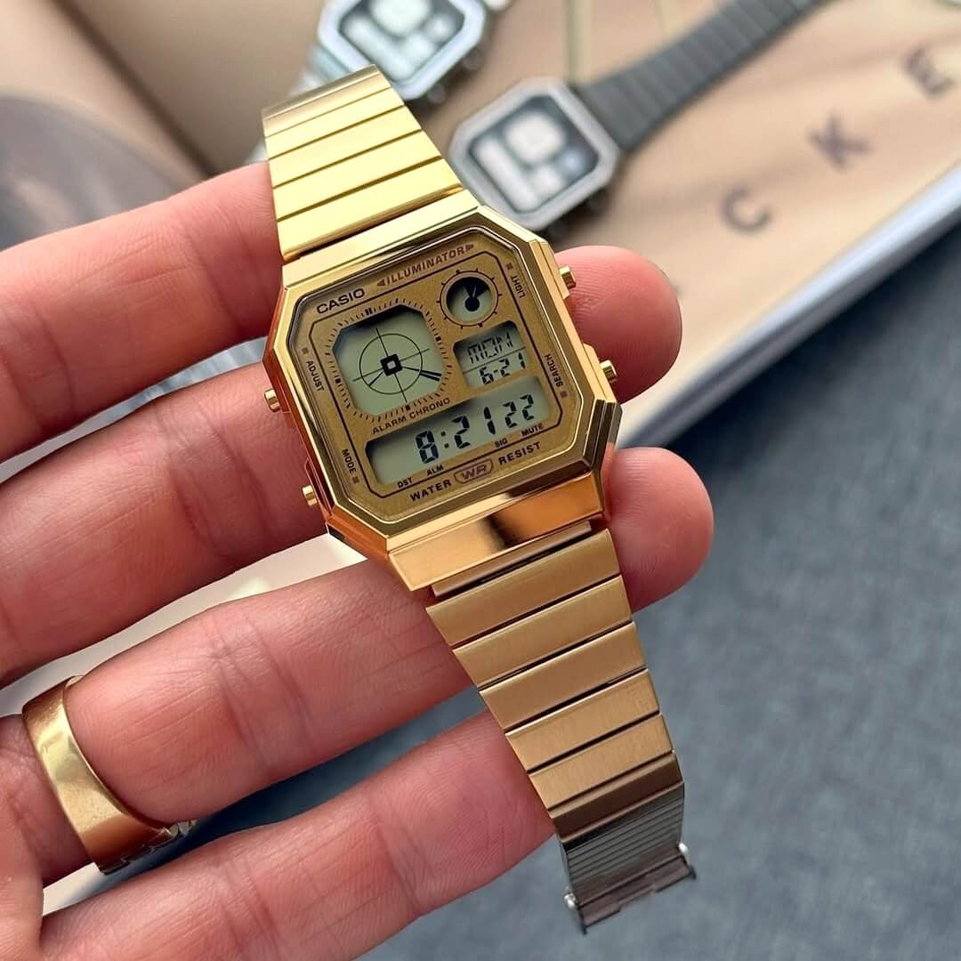 Casio Vintage World Time Digital Chain Watch A130WEG-9ADF - NAGRAM
