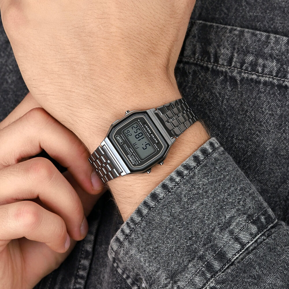 Casio Vintage Digital Gunmetal Chain Watch A158WETB-1ADF