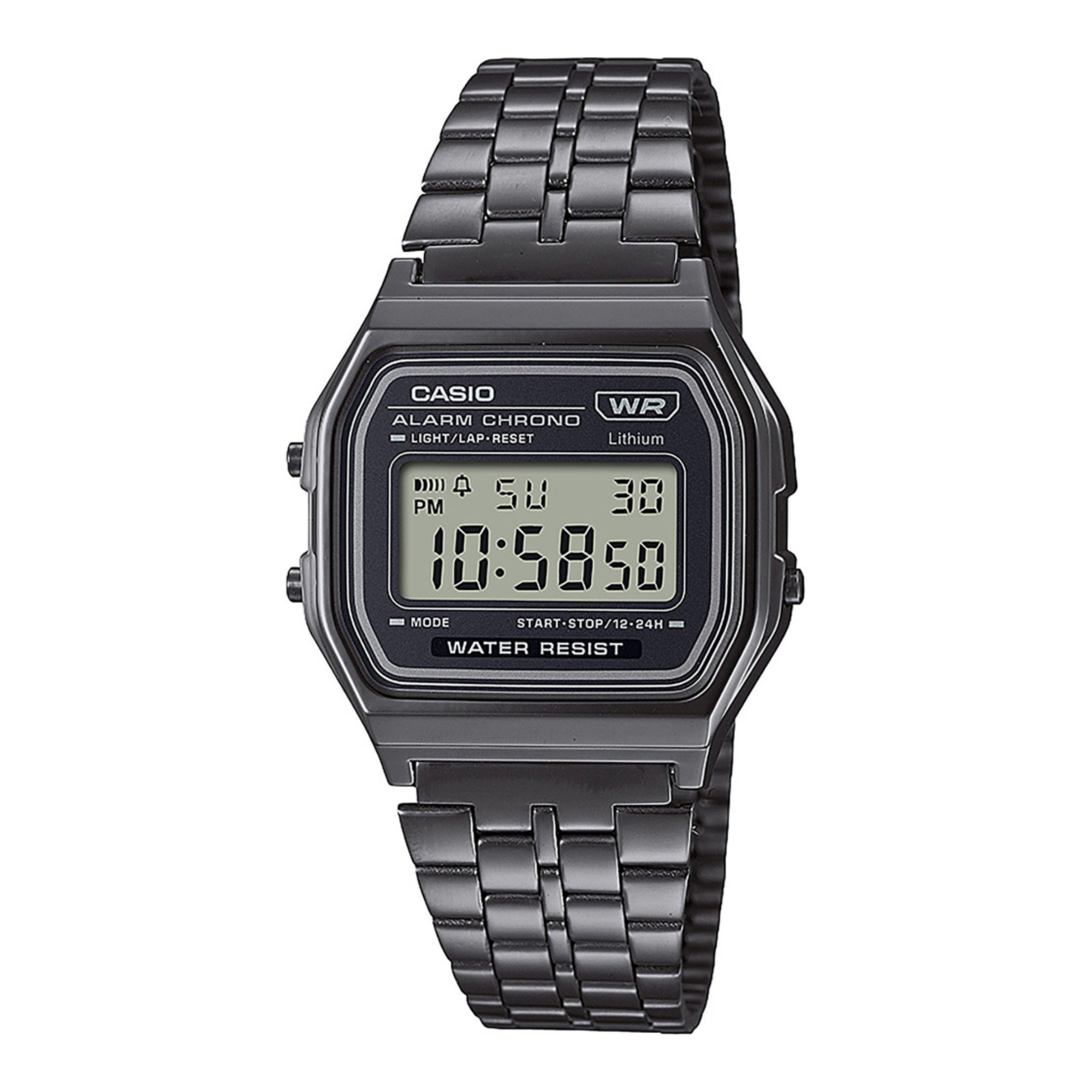 Casio Vintage Digital Gunmetal Chain Watch A158WETB-1ADF