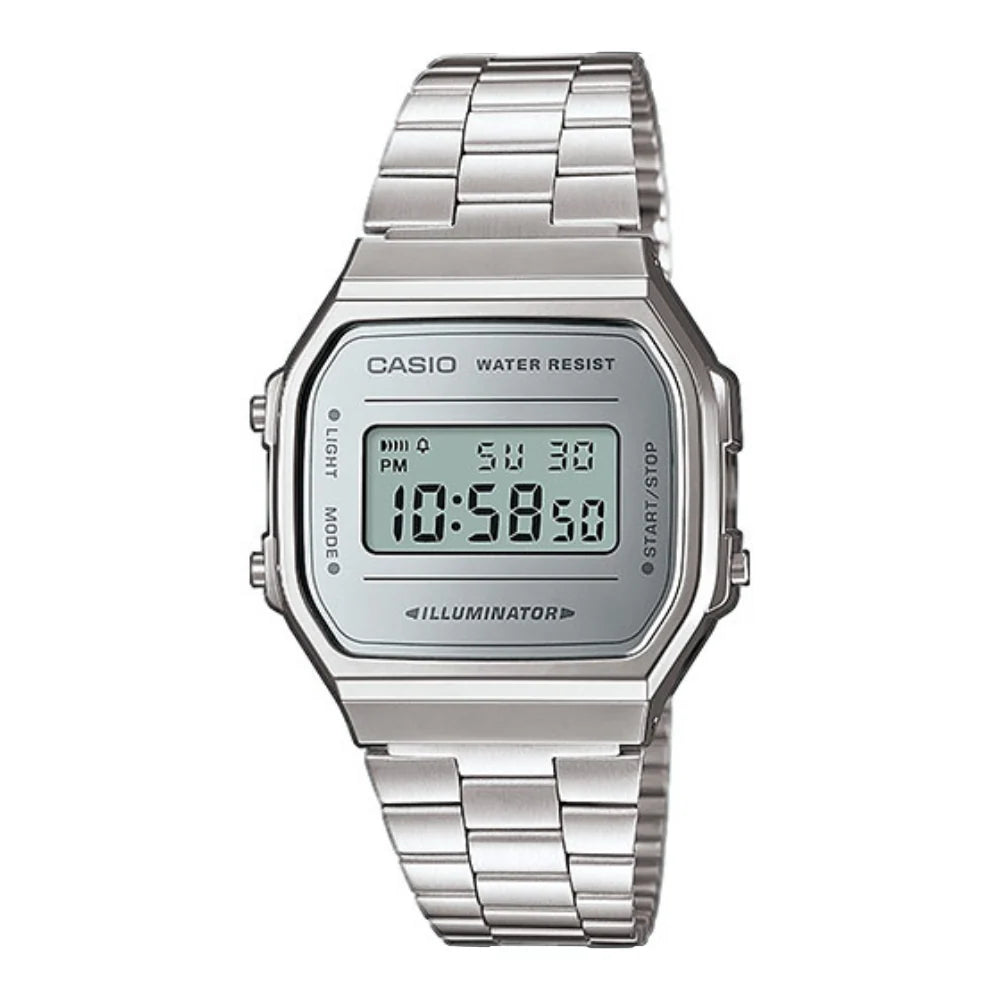 Casio A168WEM-7DF Premium Quality Vintage Digital Watch – Illuminator Backlight, Stainless Steel Band | Limited Stock