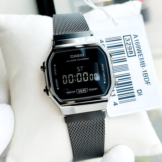 Casio Vintage Illuminator Digital Mesh Chain Watch A168WEMB-1BDF