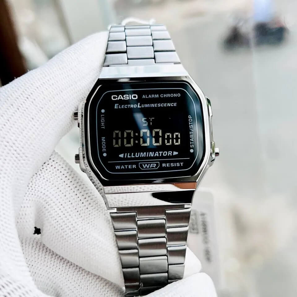 Casio A168WGG-1BDF Vintage Illuminator Digital Chain Watch