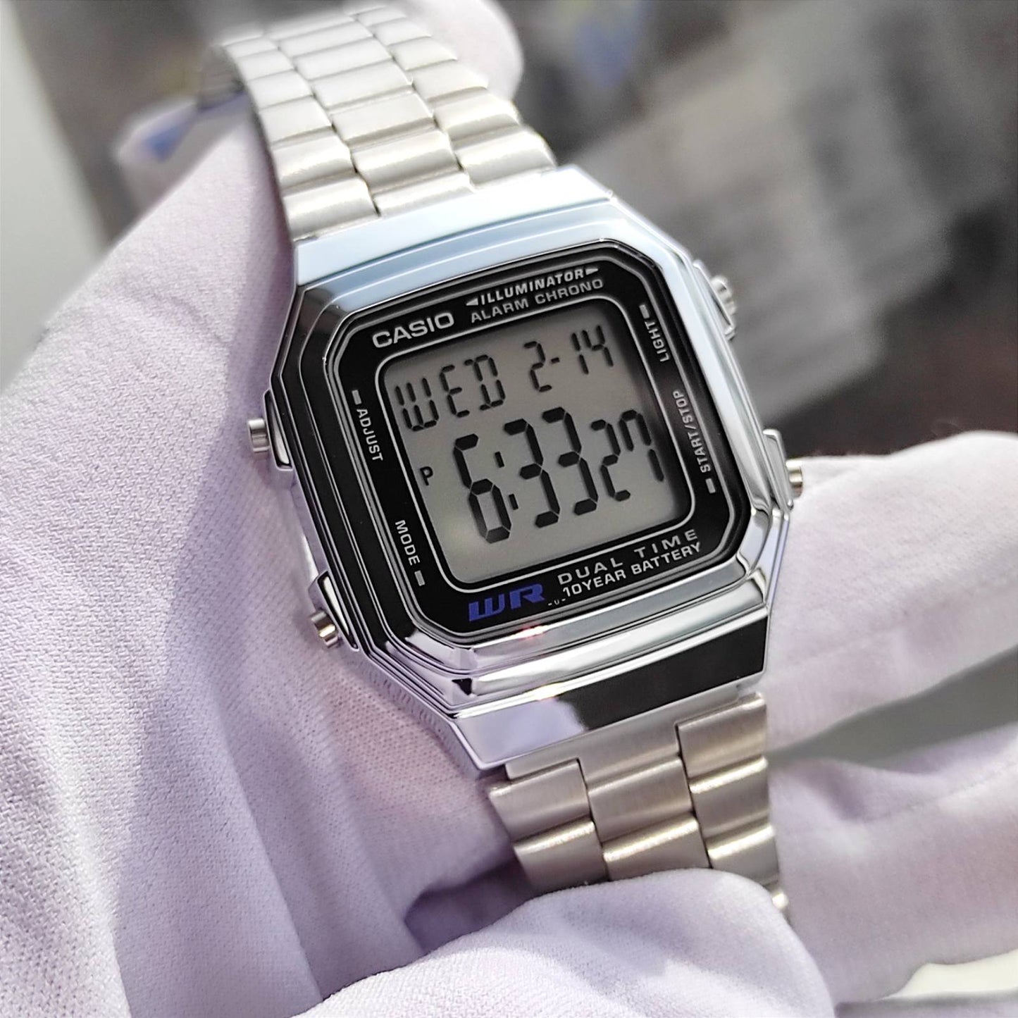 Casio Vintage Dual Time Digital Chain Watch A178WA-1ADF