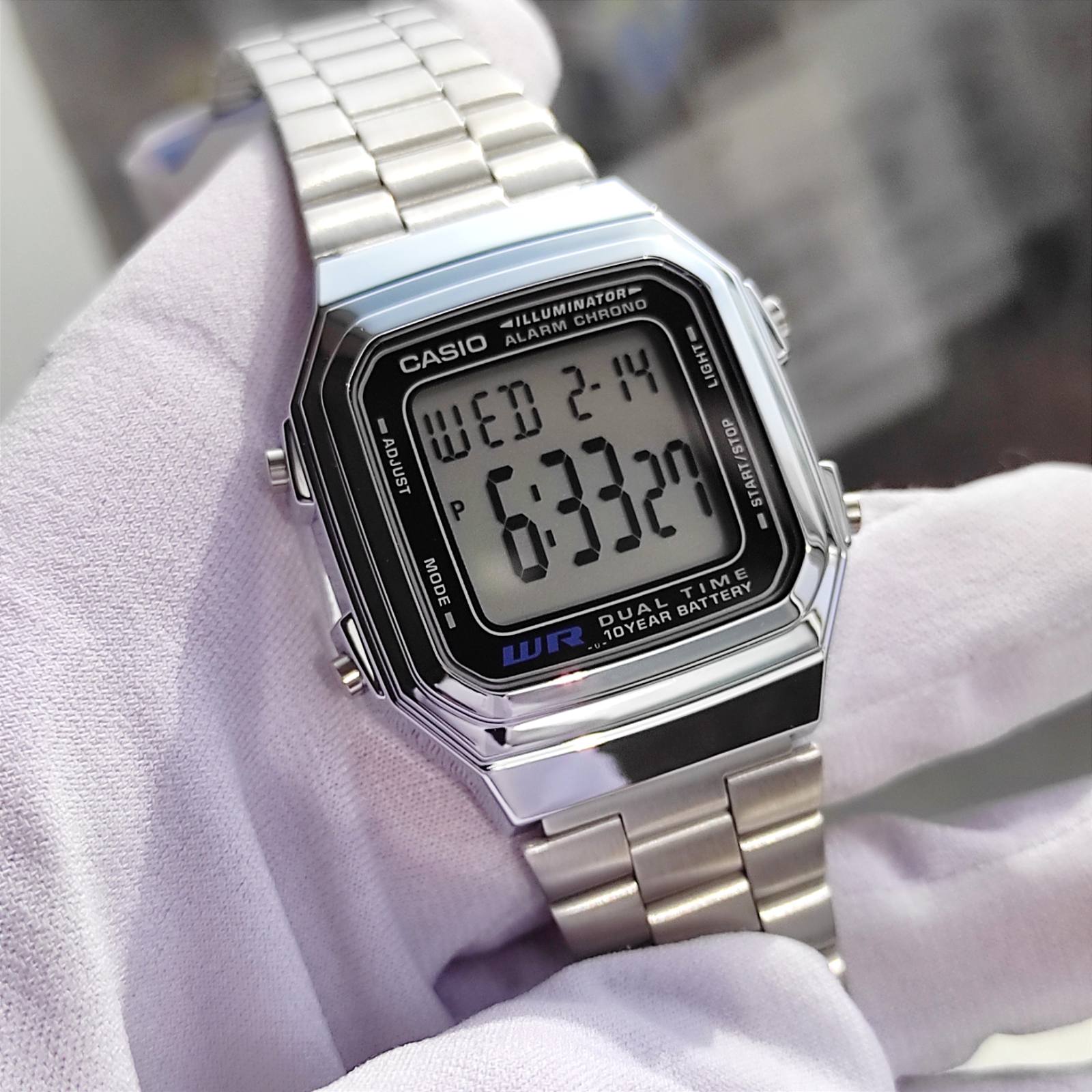 Casio Vintage Dual Time Digital Chain Watch A178WA-1ADF