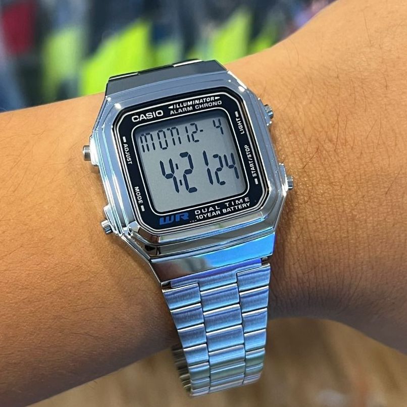 Casio Vintage Dual Time Digital Chain Watch A178WA-1ADF
