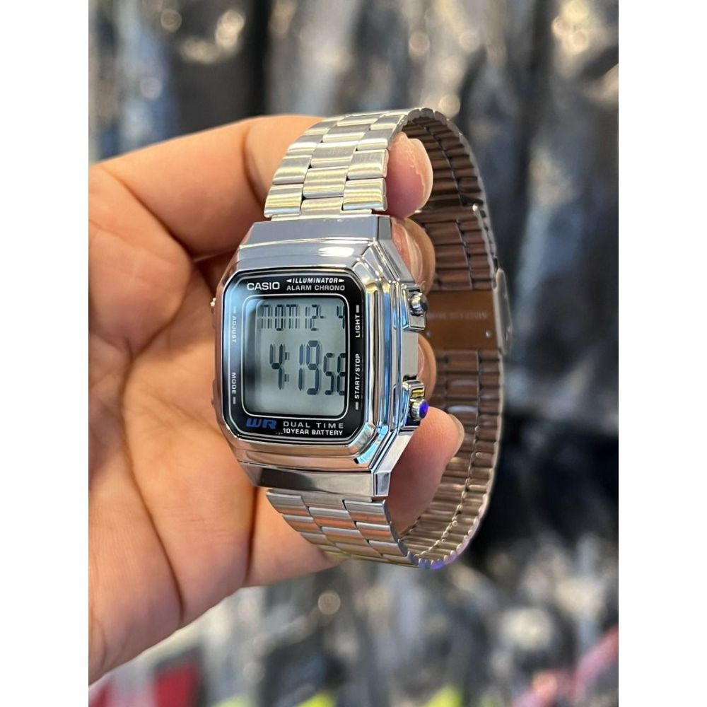 Casio Vintage Dual Time Digital Chain Watch A178WA-1ADF