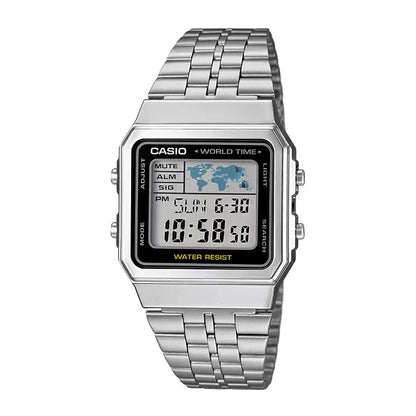 Casio Vintage World Time Digital Chain Watch A500WA-1DF