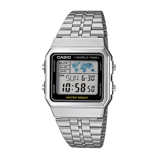 Casio Vintage World Time Digital Chain Watch A500WA-1DF