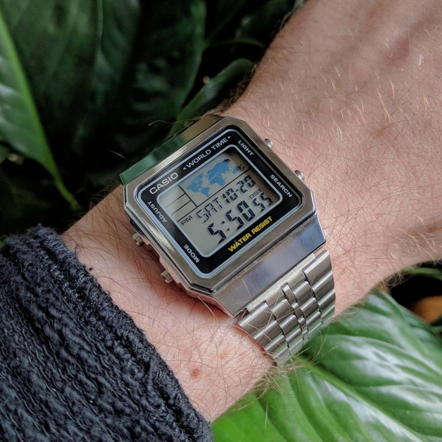 Casio Vintage World Time Digital Chain Watch A500WA-1DF