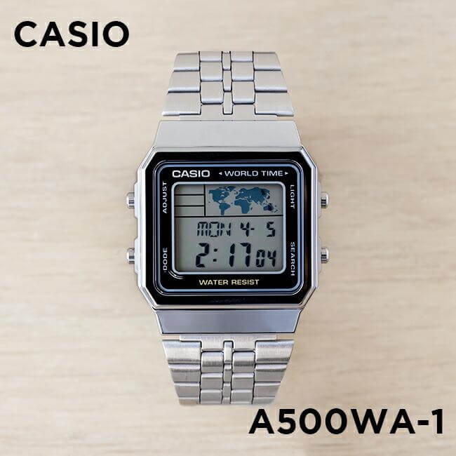 Casio Vintage World Time Digital Chain Watch A500WA-1DF