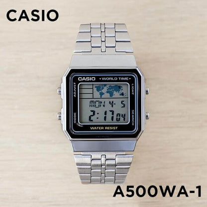 Casio Vintage World Time Digital Chain Watch A500WA-1DF