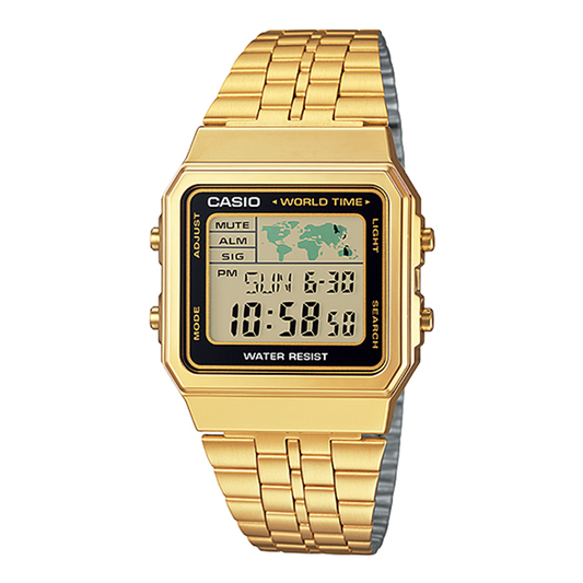 Casio Vintage World Time Digital Chain Watch A500WGA-1DF