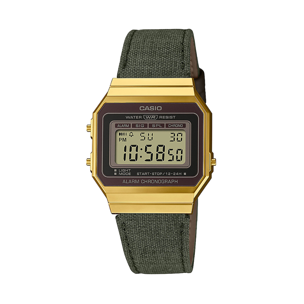 Casio Vintage Super Slim Digital Cloth Belt Watch A700WEGL-3AEF