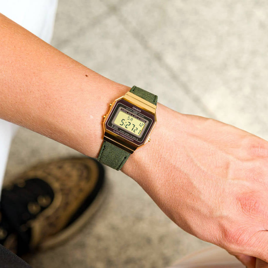 Casio Vintage Super Slim Digital Cloth Belt Watch A700WEGL-3AEF