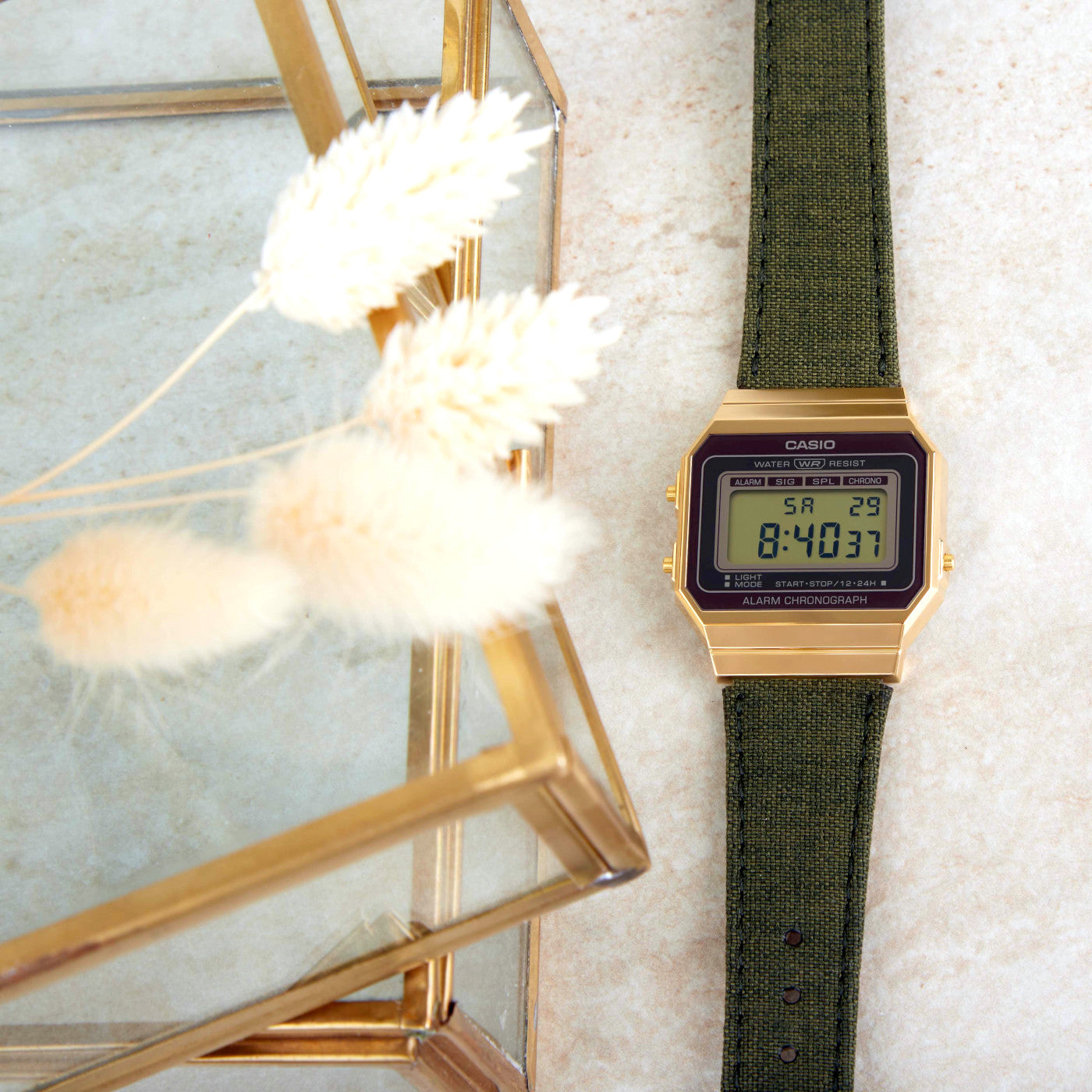 Casio Vintage Super Slim Digital Cloth Belt Watch A700WEGL-3AEF