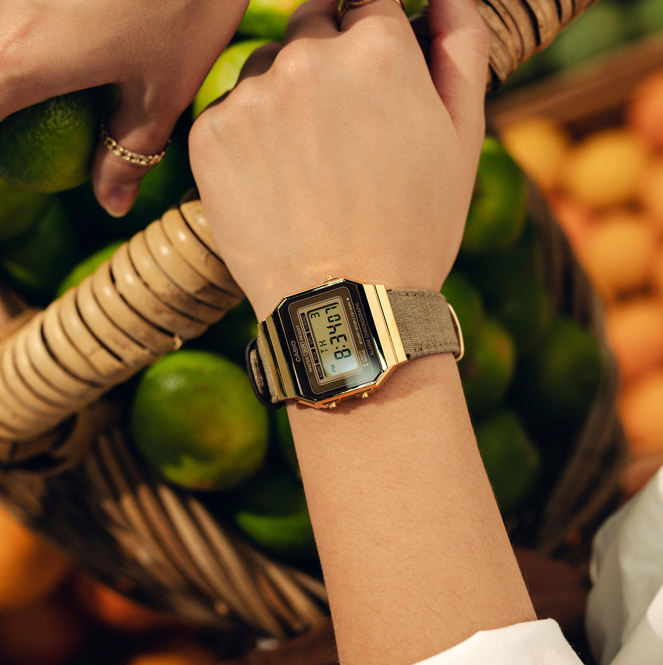 Casio Vintage Super Slim Digital Cloth Belt Watch A700WEGL-5AEF