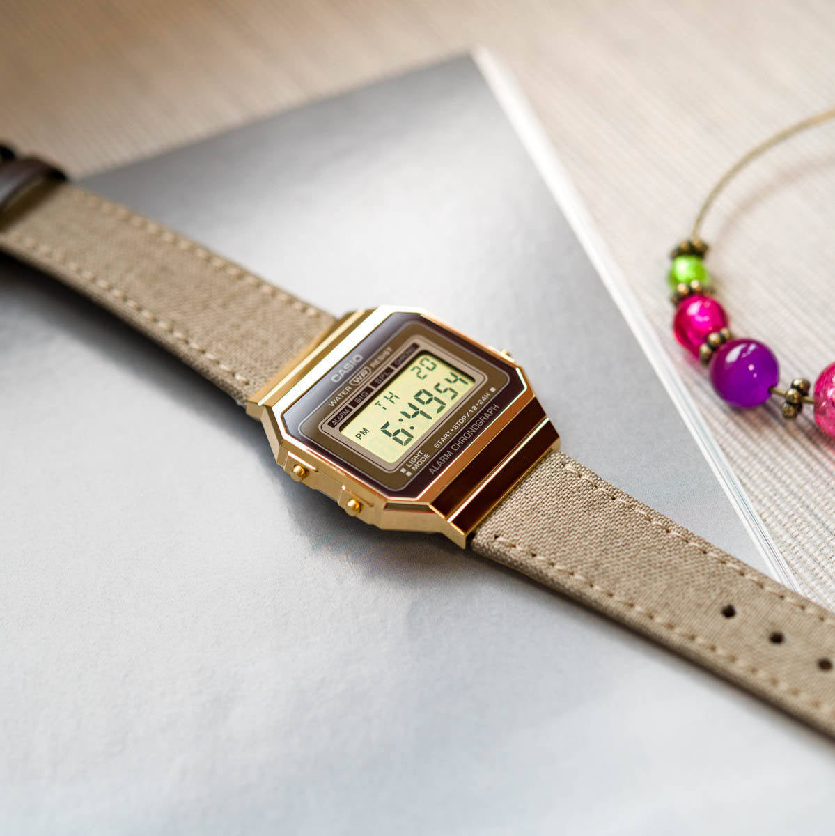 Casio Vintage Super Slim Digital Cloth Belt Watch A700WEGL-5AEF