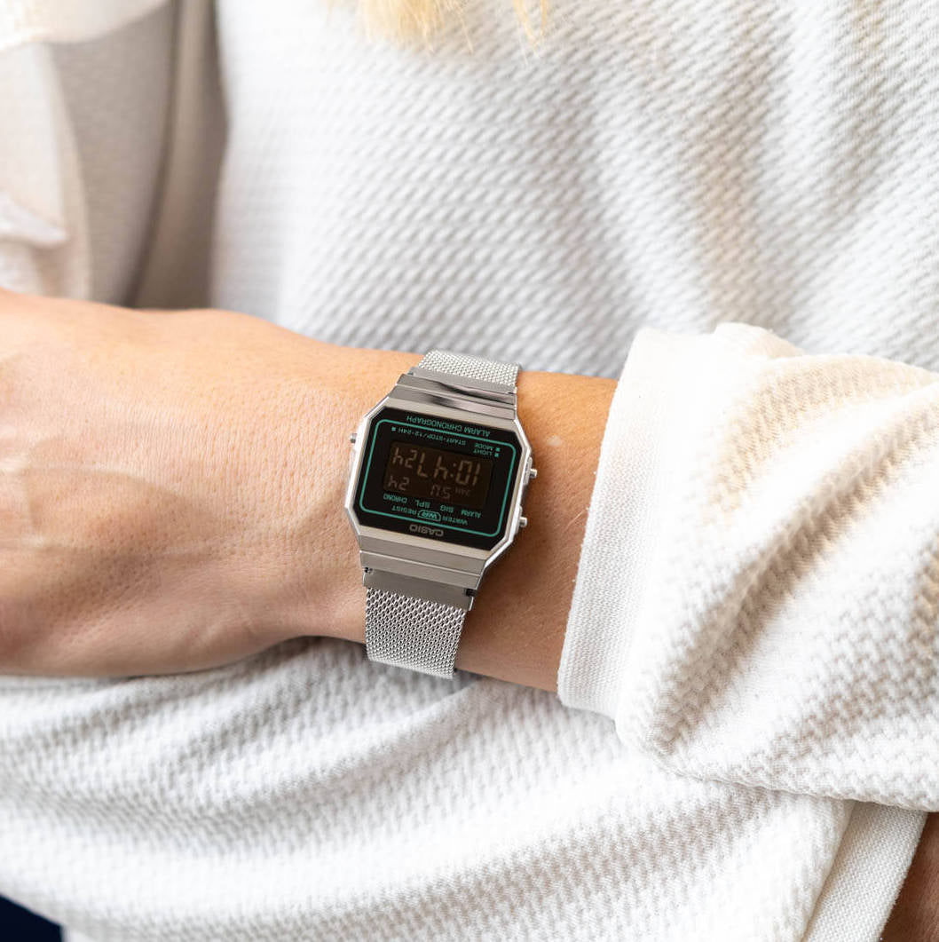 Casio Vintage Super Slim Digital Mesh Chain Watch A700WEMS-1BDF