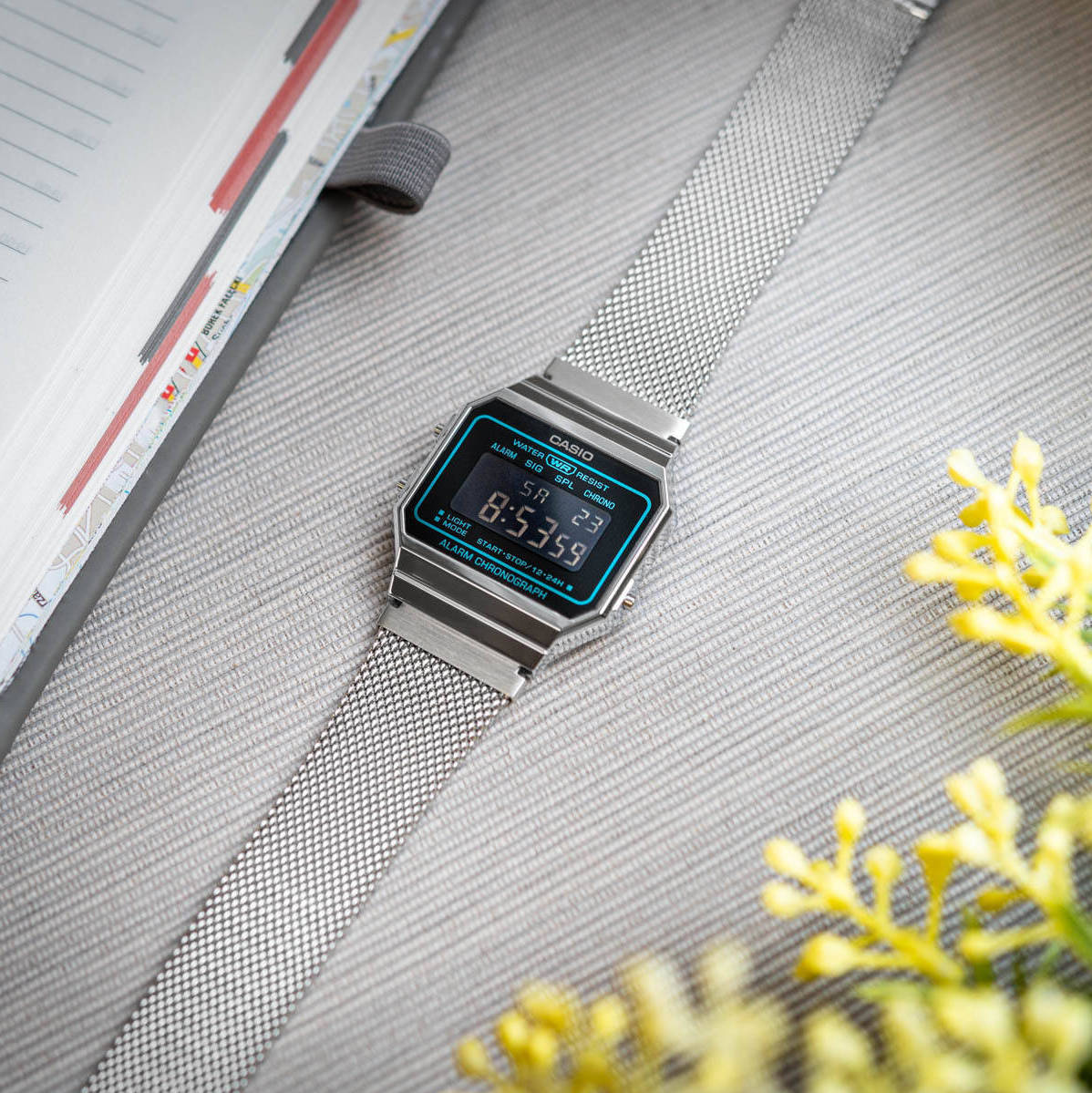 Casio Vintage Super Slim Digital Mesh Chain Watch A700WEMS-1BDF