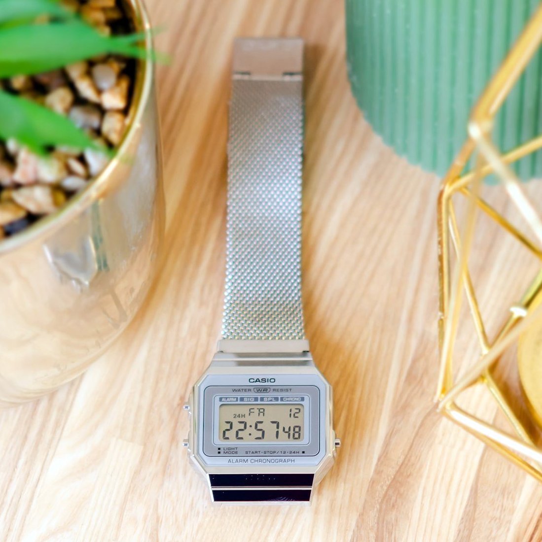 Casio Vintage Super Slim Digital Mesh Chain Watch A700WM-7ADF