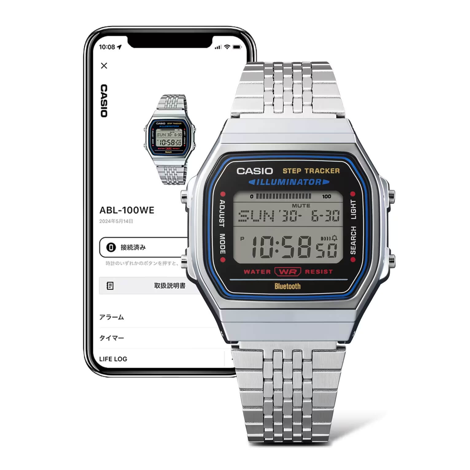 Casio Vintage Step Tracker Bluetooth Chain Watch ABL-100WE-1ADF