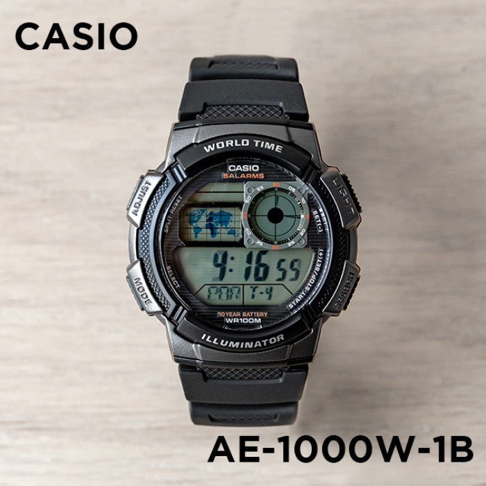 Casio Youth World Time Digital Resin Belt Watch AE-1000W-1BVDF
