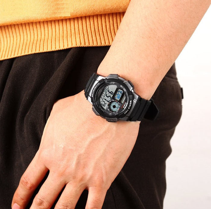 Casio Youth World Time Digital Resin Belt Watch AE-1000W-1BVDF