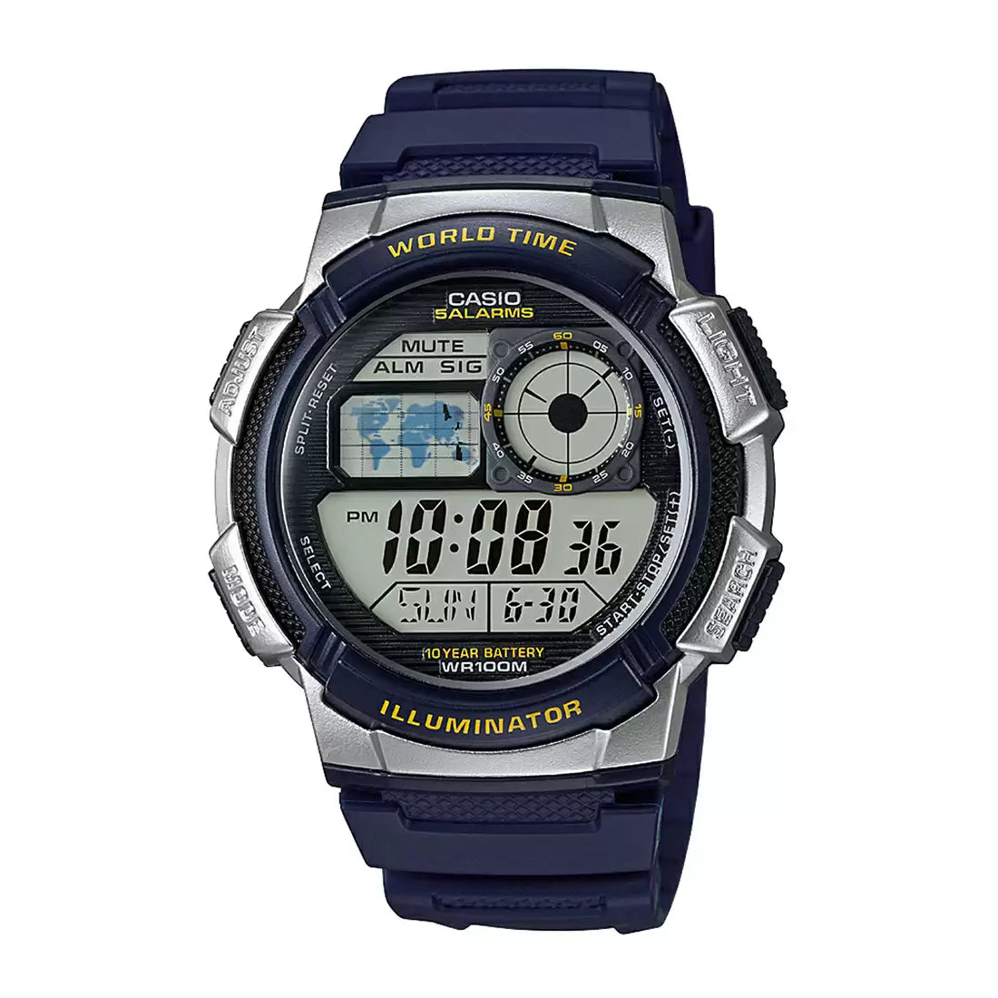 Casio Youth World Time Digital Resin Belt Watch AE-1000W-2AVDF