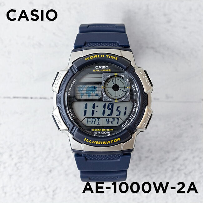 Casio Youth World Time Digital Resin Belt Watch AE-1000W-2AVDF
