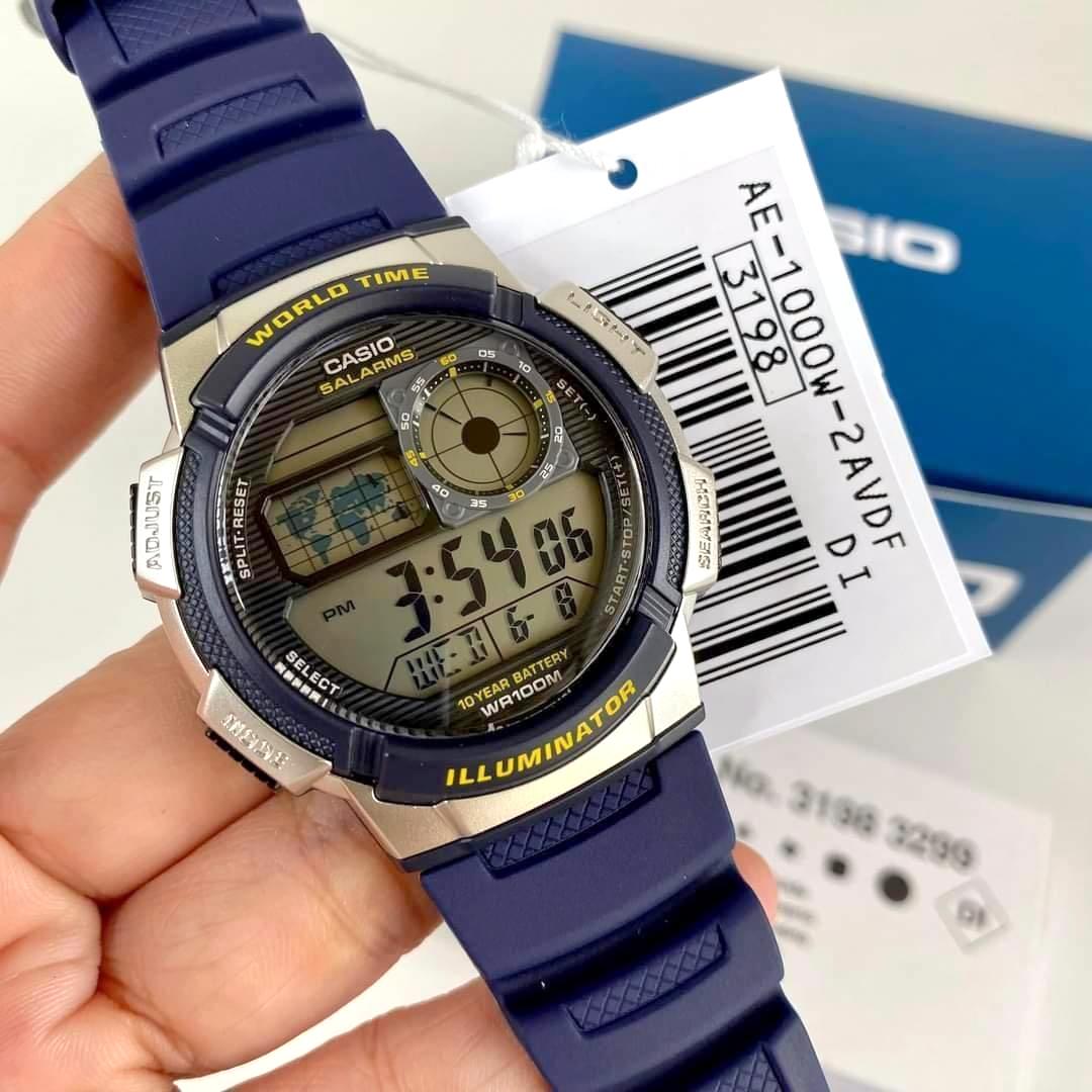 Casio Youth World Time Digital Resin Belt Watch AE-1000W-2AVDF