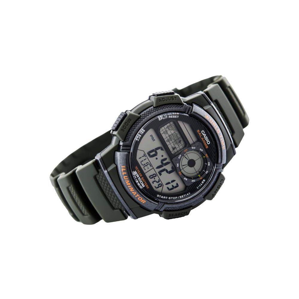 Casio Youth World Time Digital Resin Belt Watch AE-1000W-3AVDF