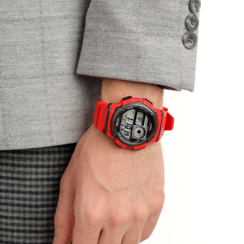 Casio Youth World Time Digital Resin Belt Watch AE-1000W-4AVDF