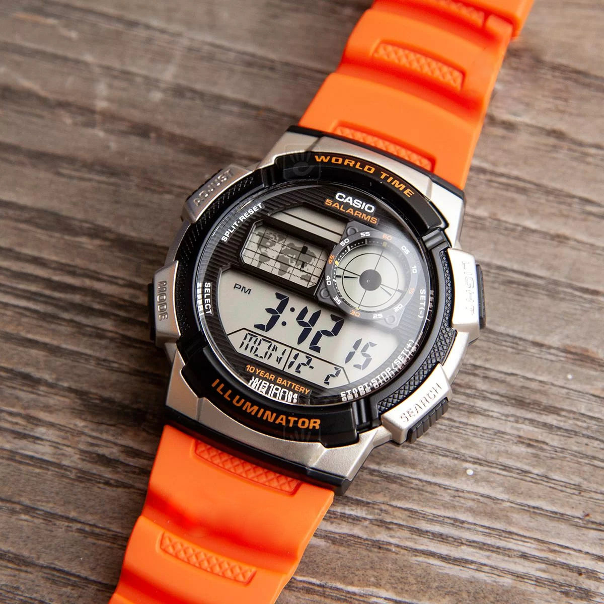 Casio Youth World Time Digital Resin Belt Watch AE-1000W-4BVDF