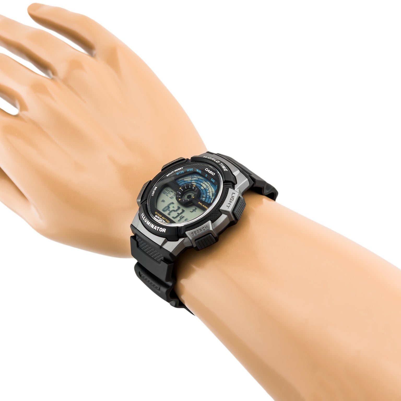 Casio Youth World Time Digital Resin Belt Watch AE-1100W-1AVDF