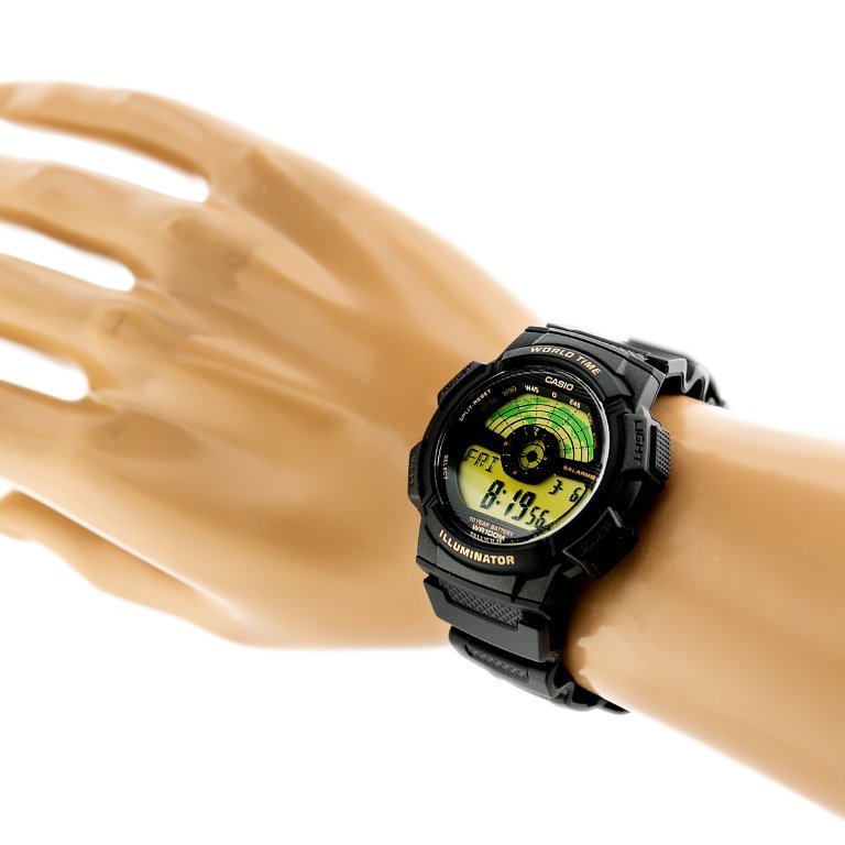 Casio Youth World Time Digital Resin Belt Watch AE-1100W-1BVDF