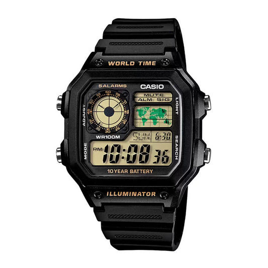 Casio AE-1200WH-1BVDF Youth World Time Digital Resin Belt Watch