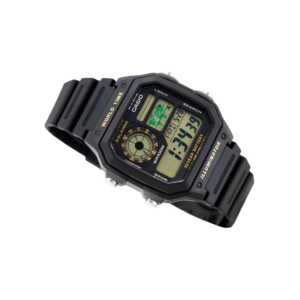 Casio AE-1200WH-1BVDF Youth World Time Digital Resin Belt Watch