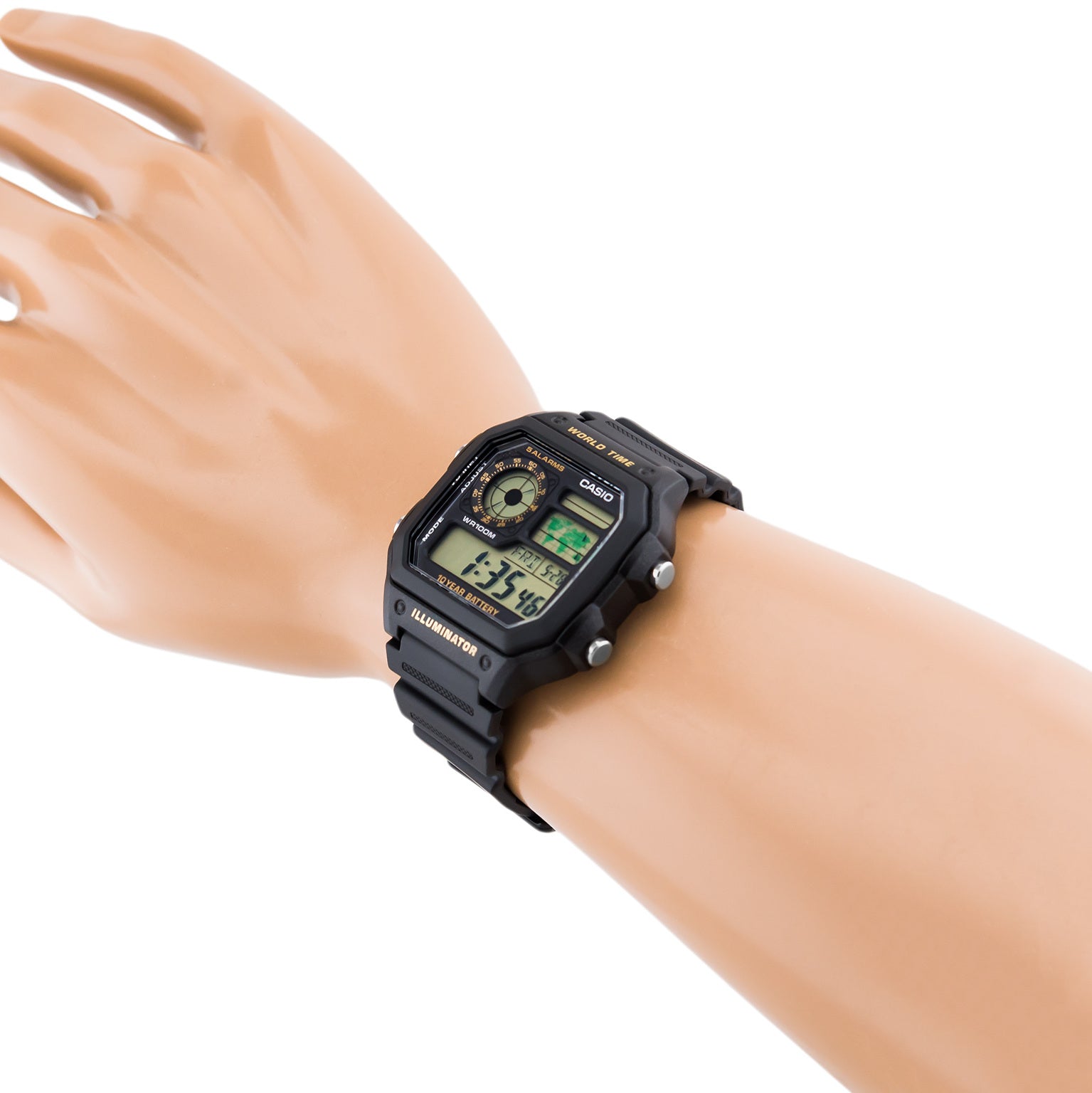 Casio AE-1200WH-1BVDF Youth World Time Digital Resin Belt Watch