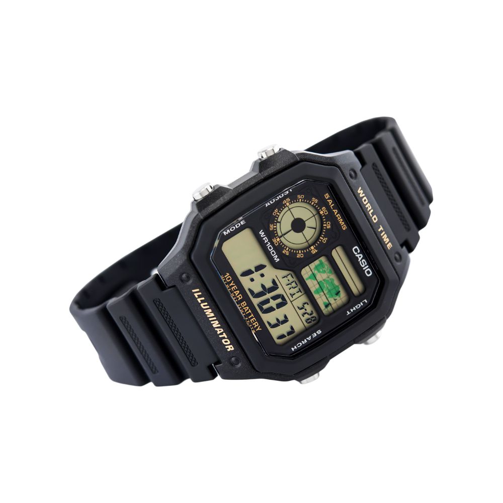 Casio AE-1200WH-1BVDF Youth World Time Digital Resin Belt Watch
