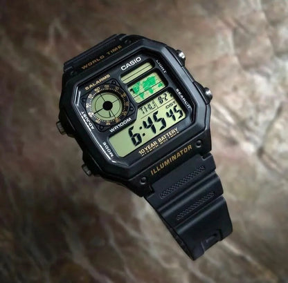 Casio AE-1200WH-1BVDF Youth World Time Digital Resin Belt Watch